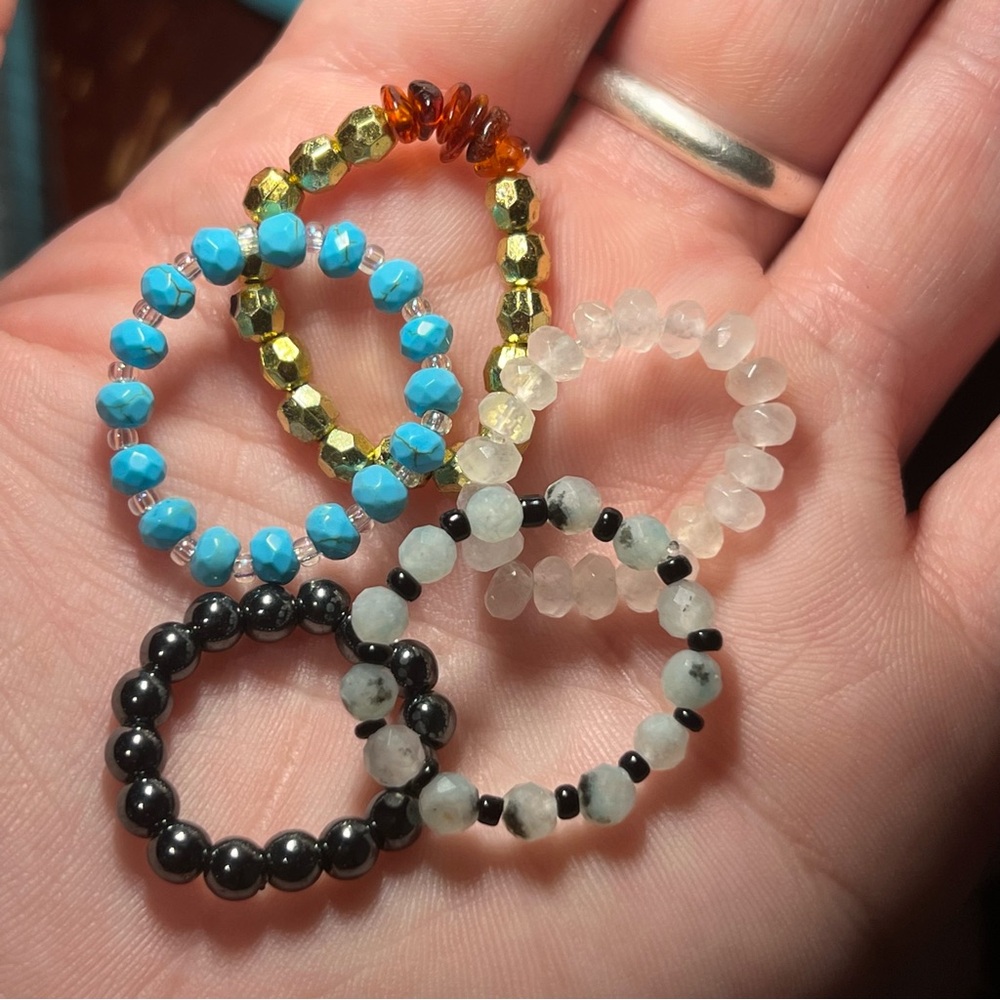 Stone Beaded Stretchy Rings🫶🏼GoldenHealingApothecary - Picture 5 of 17